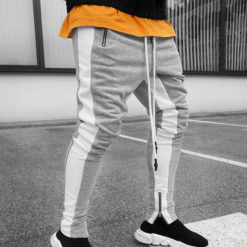 MJARTORIA Broek Heren Hip Hop Casual Joggers Gestreepte Panelled Joggingbroek Broek Mannelijke Street Heren Broek