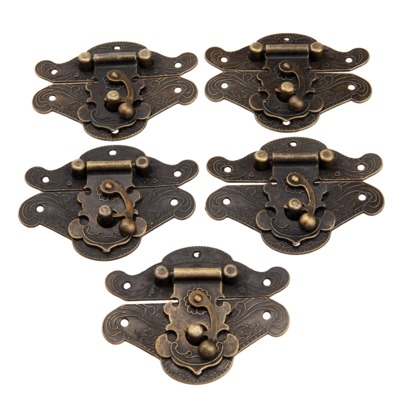 5Pcs Iron Antique Bronze Box Latch For Wine Box Box Wooden Box Decorative Hinges For Home Retro Hardware Durable: 5Pcs 82X65mm