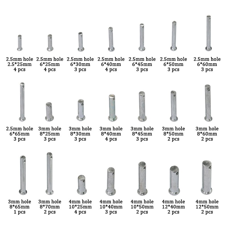 M8 M10 M12 Clevis Pins with Head Carbon Steel with Zinc Plat Shaft Flat Head with Hole Positioning Pins Cylindrical Pin Bolt Pin