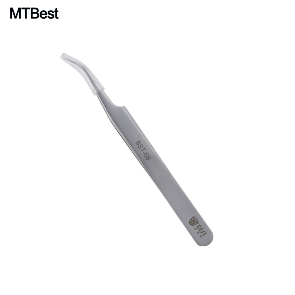 MTBest-Pinzas industriales para electrónica, pinzas de precisión de acero inoxidable, Puntas curvadas, herramientas manuales de reparación de teléfonos móviles