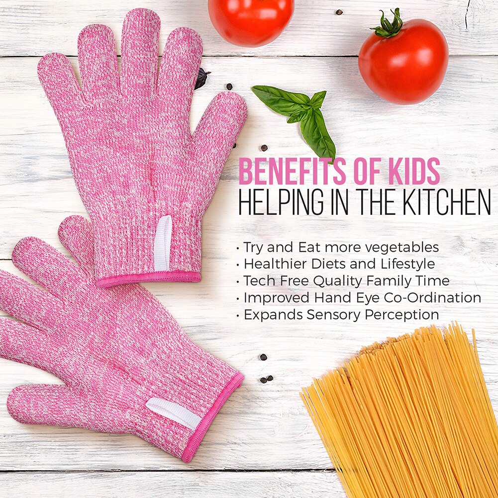 1 Pair Anti Cut Gloves Red Food Grade For Kitchen HPPE EN388 Level 5 ANSI Working protective Gloves Cut Resistant Gloves