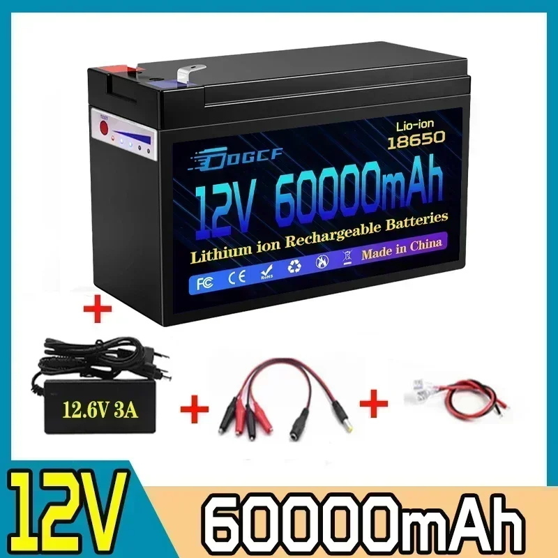 Akumulator 120Ah 12V 18650 Akumulator litowy LiFePO4 Wbudowana ładowarka USB 5V 2.1A + ładowarka 12,6V 3A: Beżowy
