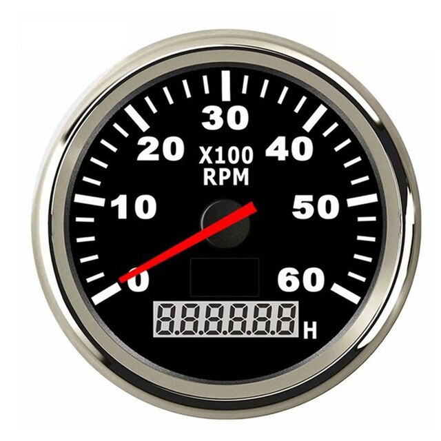 Bil båt varvräknare mätare lcd timräknare 3000 ~ 6000 rpm varvräknare marin varvräknare 12v/24v röd bakgrundsbelysning horometro rpm: Bs6000 varv / min