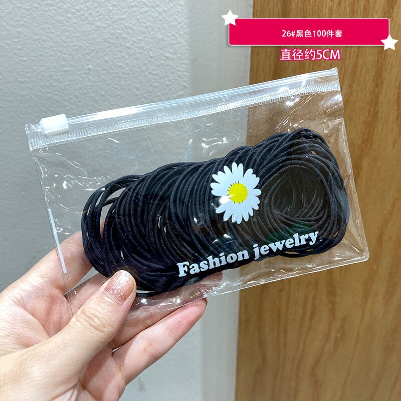 Bandes de cheveux pour bébés, 100 pièces, attaches colorées pour enfants, couvre-chef élastiques, accessoires pour filles: Chengren hei 100 PCS