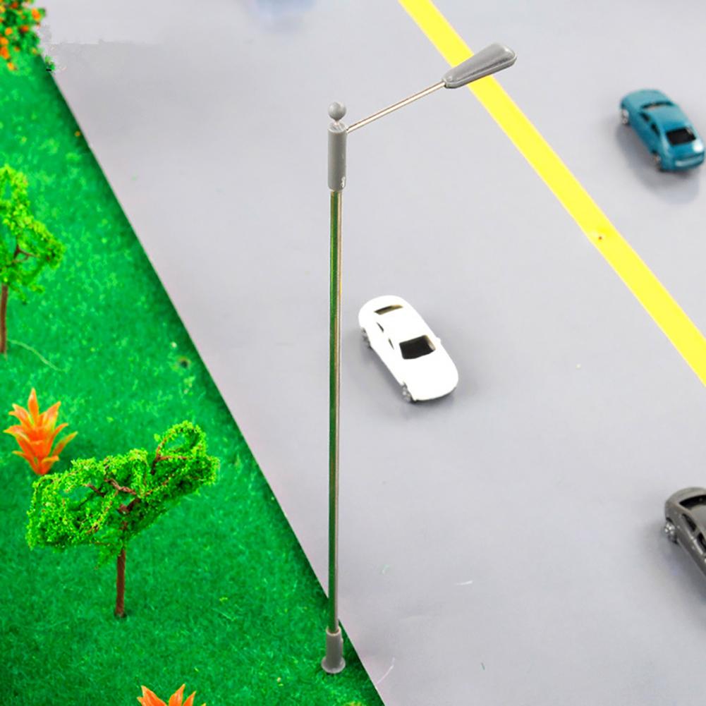 10Pcs Double Head Street Light Model LED Lighting Sand Lamp Railway Road Decor Street Light Model Lamp Railway Road Decor