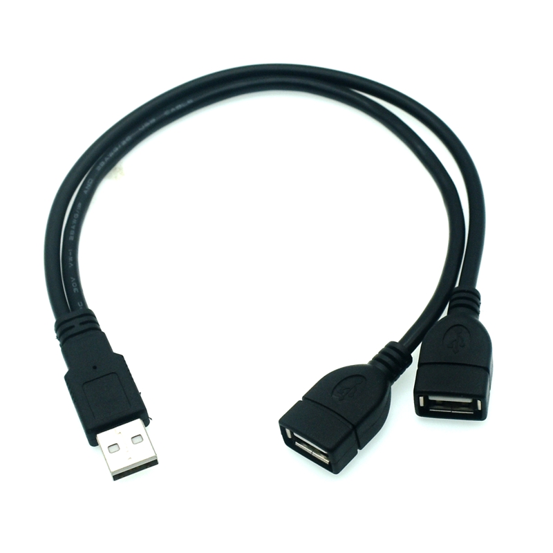 USB 2.0 A 1 Stecker auf 2 Dual USB Buchse Daten-Hub Netzteil Y-Splitter USB-Ladung-Stromkabel Kabel Verlängerungskabel 30 cm