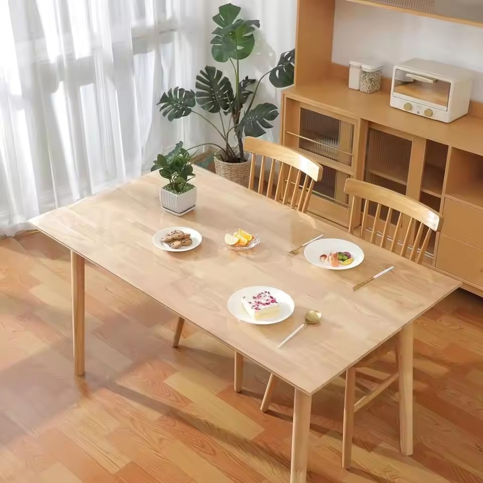 Mantel de vidrio suave, mantel transparente de PVC, impermeable, a prueba de aceite, cubierta de mesa Rectangular para cocina y comedor, transparente mate