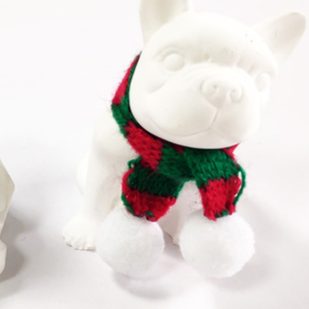 5 pièces 1x15cm noël Mini écharpe bricolage Hairball tricoté poupée vêtements accessoire vin bouteille foulard petit bonhomme de neige décor (rouge