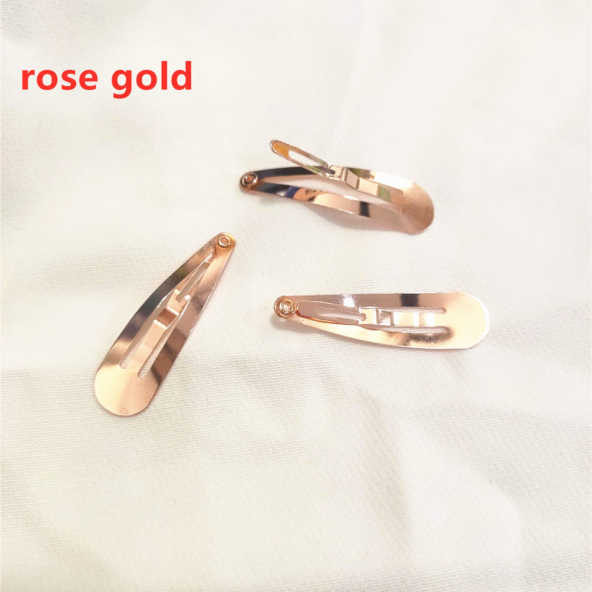 Clips à pression en métal de peinture or/argent, goutte d'eau, Clips pour bébé, pour pinces à cheveux DIY, Base de fabrication de bijoux, , 3-9cm, 100 pièces