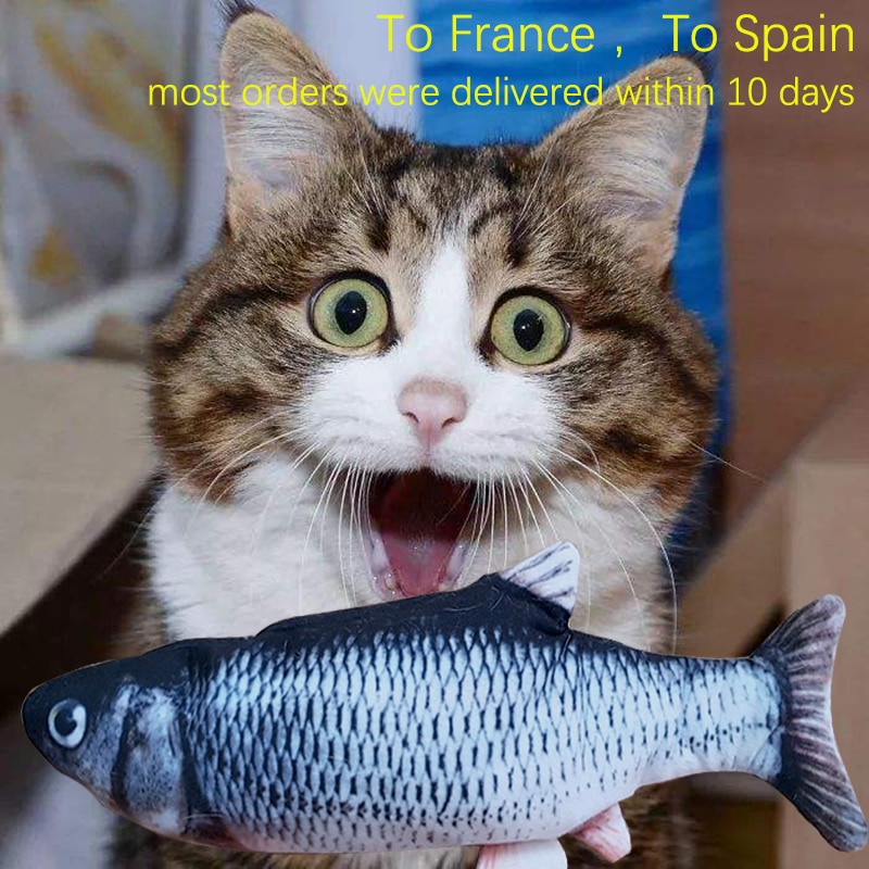Juguete eléctrico para gatos, pez 3D con carga USB, simulación de peces móviles, juguetes para mascotas, suministros de juguete flexible