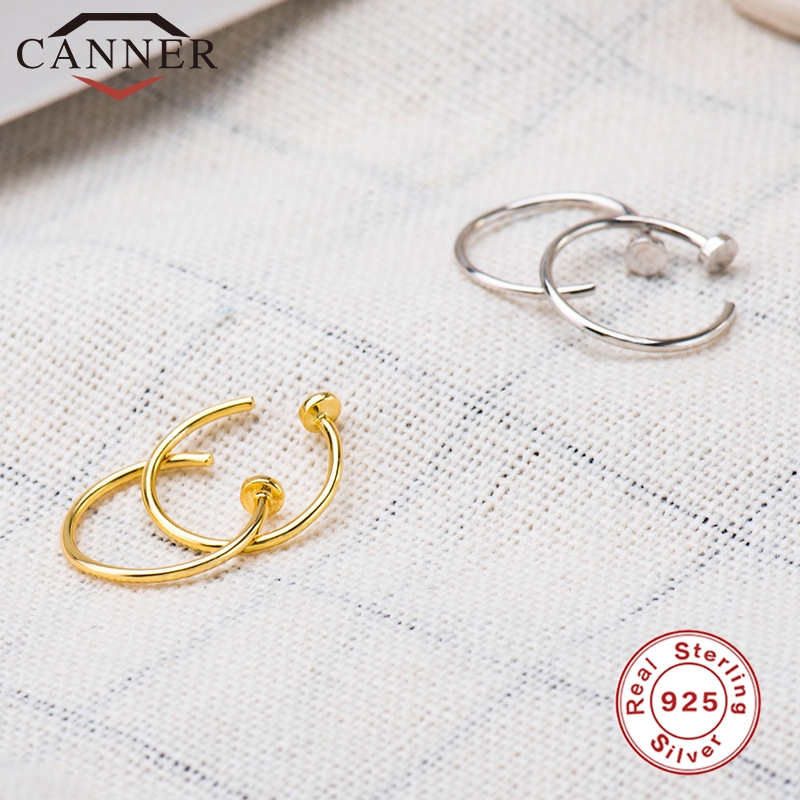 925 Sterling Zilveren Piercing Oor Tragus Kraakbeen Oorbellen Zilver/Goud Kleur Neus Hoop Nose Ring Opening Verstelbare Body Sieraden