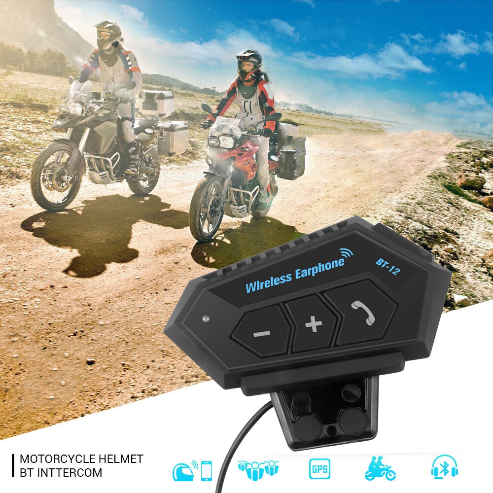 BT-12 Anti-Interferentie Bluetooth Motorhelm Headset, Draadloze Hoofdtelefoon Speaker, Handsfree Intercom Motorbike Hoofdtelefoon