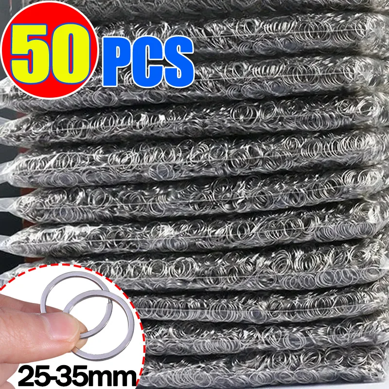 10-50pcs Stainless Steel Key Rings 25/35mm Round Flat Line Split Rings Keyring for Jewelry Making Polished Keychain DIY Findings