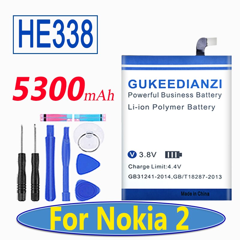 GUKEEDIANZI Batteria Ad Alta Capacità Per Nokia 2 3 5 6 7 7 Plus 8 HE338 HE319 HE321 HE336 HE317 HE335 HE316 HE340 HE346 HE328: HE338