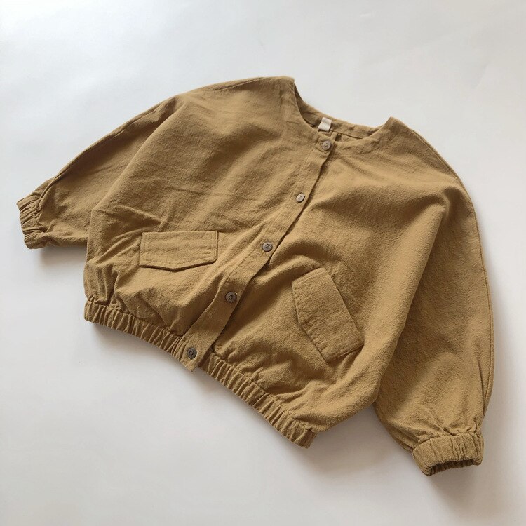 Lente Herfst Kinderen Jas Voor Meisjes Vleermuis Mouw Jassen Katoen Linnen Jongens Jassen Klassieke O-hals Kinderen Bovenkleding Jassen: coat1 / 12M   80cm