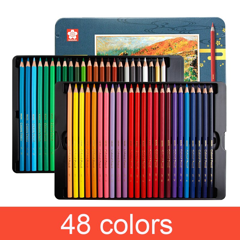 Sakura Oily Color Pencil Set 24/36/48/60/72 Color XPY36 Beginner Student Hand-painted Fine Art Painting Penci: 48 colors set