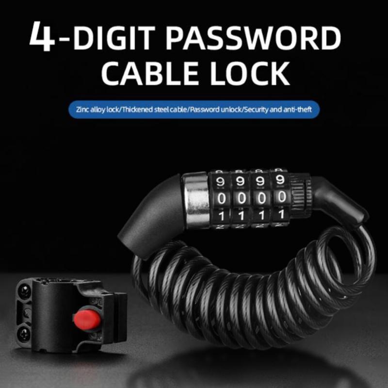 Bike Password 4 Digit Lock Anti-Theft Combination Number Code Bicycle Lock Steel Cable Chain Security Safety Bike Access