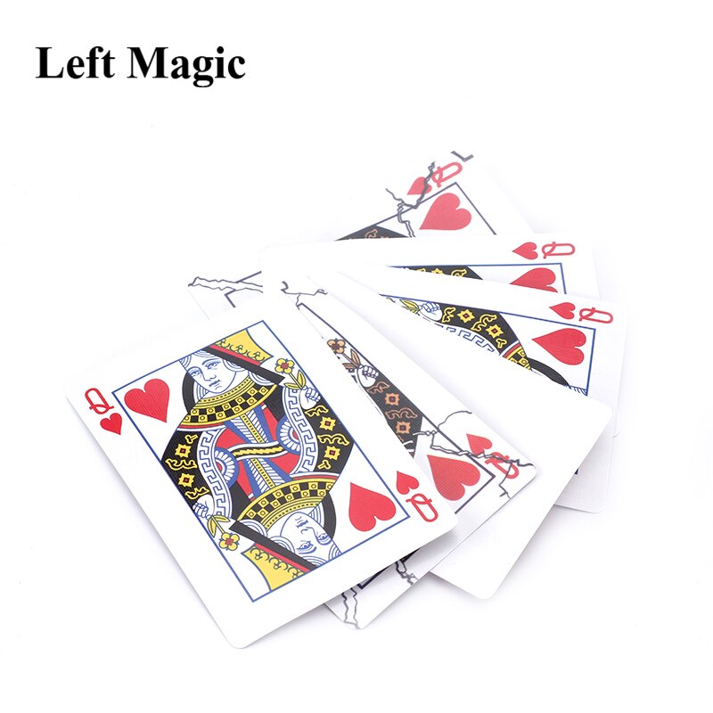 Broken Queen Cards Magic Tricks Close Up Street Stage Magic Props Gimmick Magician Tool Accessories Classic Mentalism