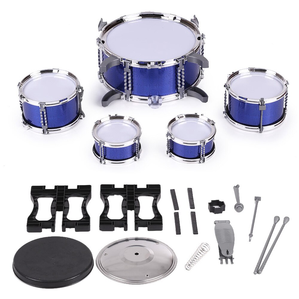 Kinderen Kids Drum Set Muziekinstrument Speelgoed 5 Drums Met Kleine Cimbaal Kruk Drum Sticks Voor Jongens Meisjes