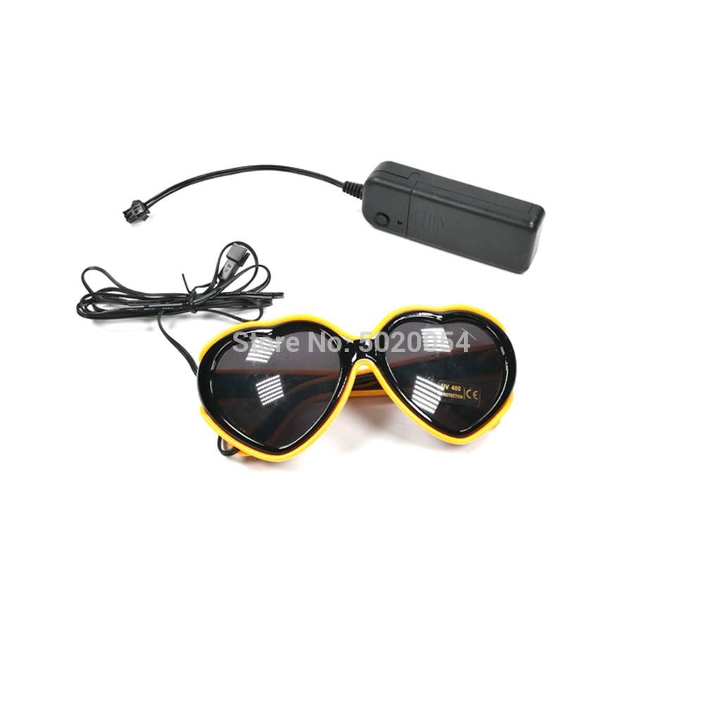 Gzyuchao  el 10 farver steady on el hjerte form briller blinkende belysning neon briller halloween nat glød solbriller