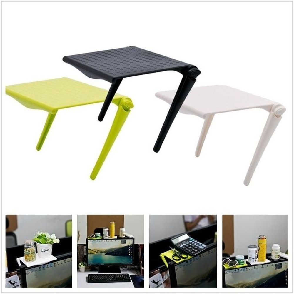 Multifunctional Home Storage Rack Computer Screen Plastic Mounted Single Layer Storage Shelf