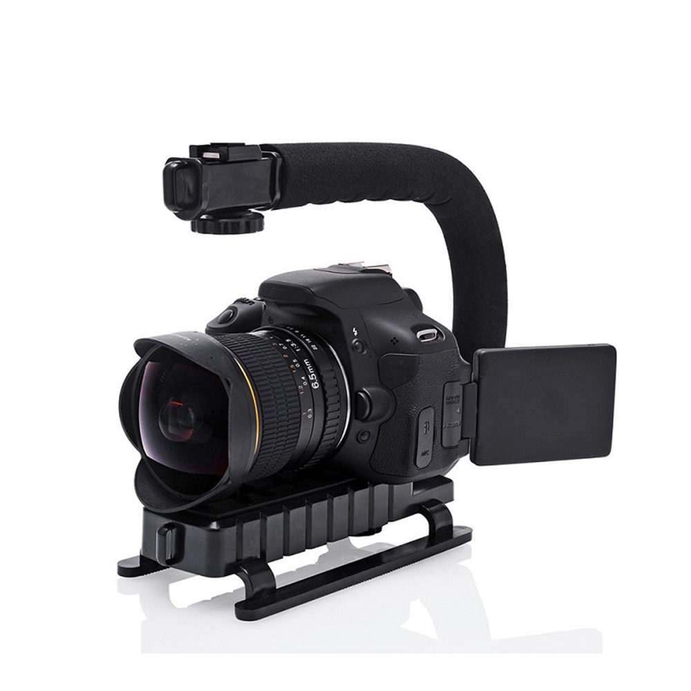 MAMEN Camera Gimbal Stabilizer With LED Studio Video Light&Microphone For DSLR Photography Vlog Shooting Handheld Stabilizer