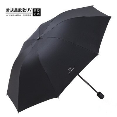 1ps Anti-Uv ins frauen stil Automatische Regenschirm 3-fach Sonnig regenschirm Beschichtung Regen Schicht Winddicht Tragbare Regenschirme 50%: Regular black