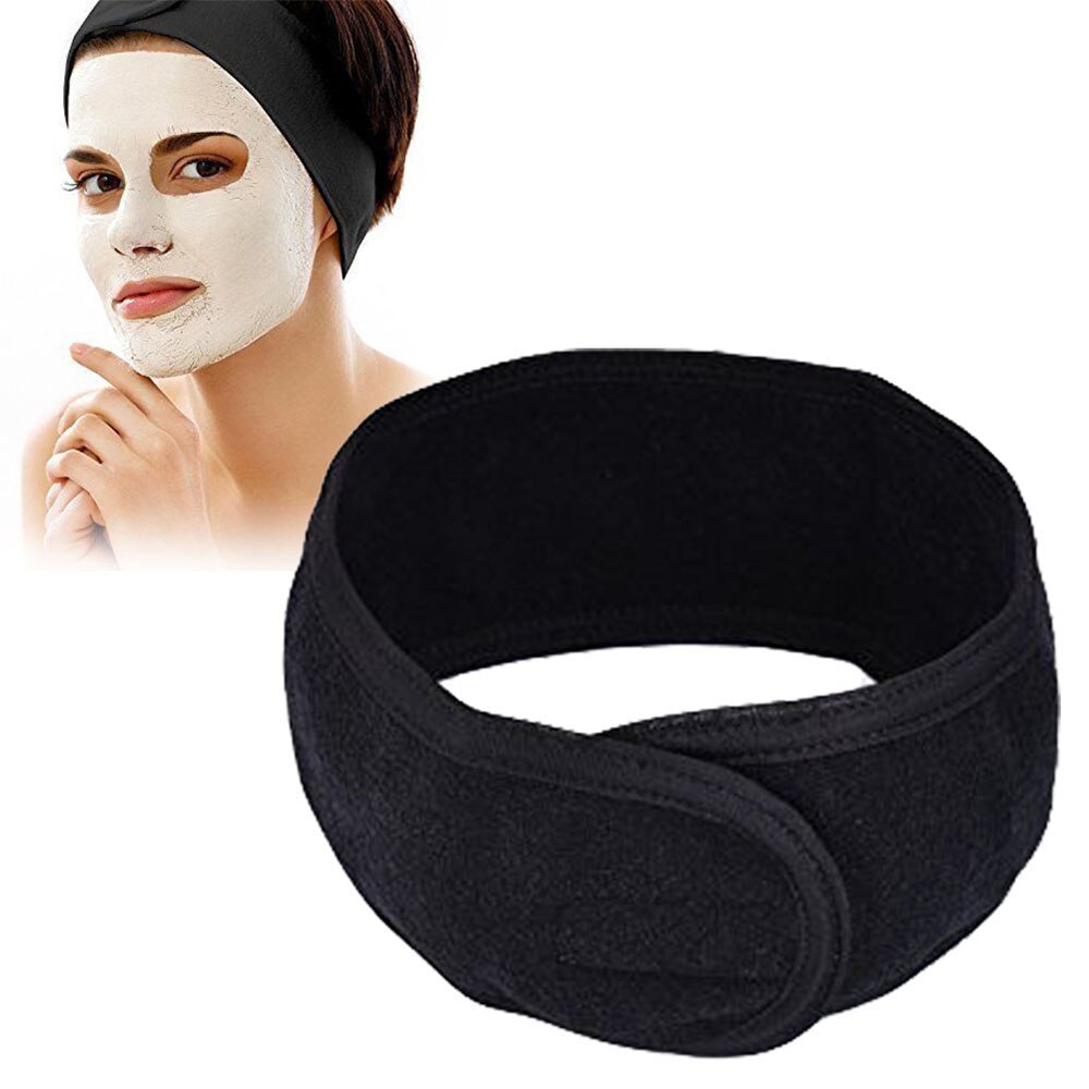 Bärbar resor självhäftande spa pannband frotté huvud med vitt elastiskt pannband ansikts makeup handduk hårband