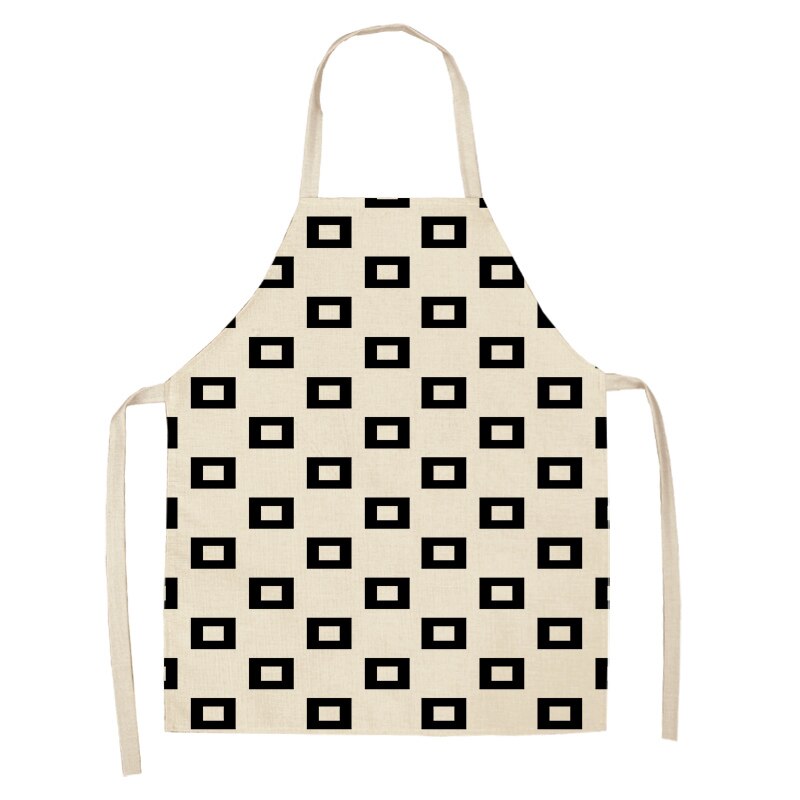 1 stuk zwart-wit geometrisch keukenschort voor vrouwen en mannen thuis koken bakken winkel schoonmaken katoenen linnen slabbetjes 53*65cm g1006: K
