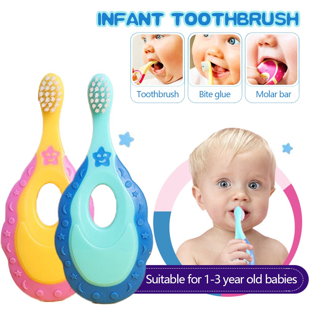 Spazzolino da denti per bambini spazzolino da denti per bambini con manico cura orale pulizia spazzolino da denti spazzola per capelli morbida per bambino 1-3T
