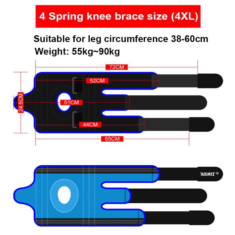 Genouillère aolikes en gel de silice à 6 ressorts pour le sport, le fitness, le basket-ball, respirante 6xl grande taille 4xl
