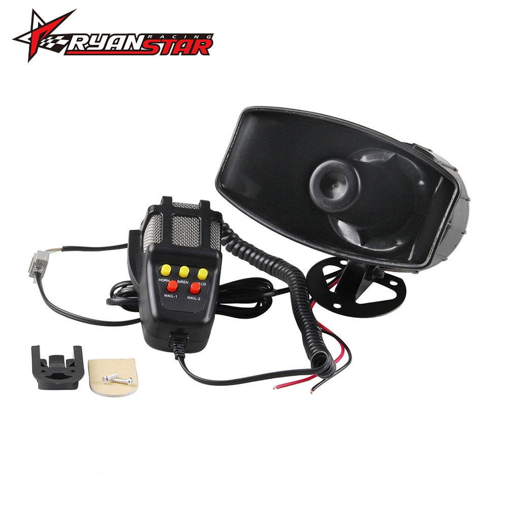 5 Tone Sound Car Siren Vehicle Horn with Mic PA Speaker System Emergency Sound Amplifier - 60W Electric Ambulance/Horn-Hoote