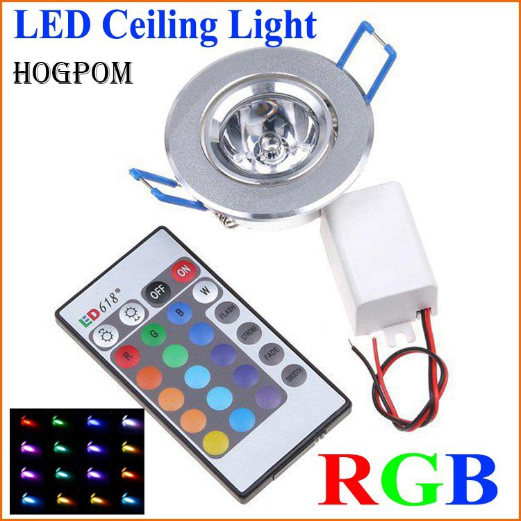 1pcs Led-lampen Lamp 3W RGB 16 Kleuren Spot Light AC85-265V + IR Afstandsbediening RGB LED plafond Downlight