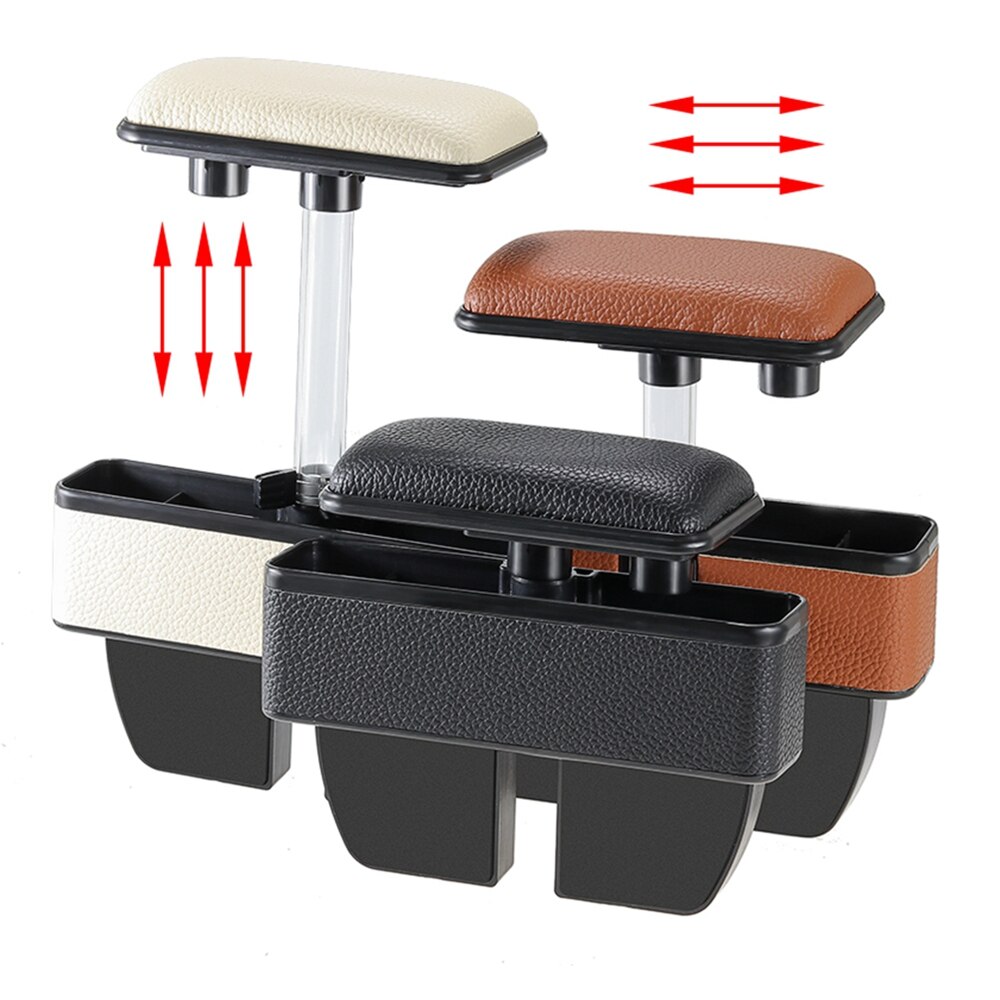 Verstelbare multifunctionele grote opbergruimte armsteun middenconsole pu-leren pads universele auto middenconsole armsteunen