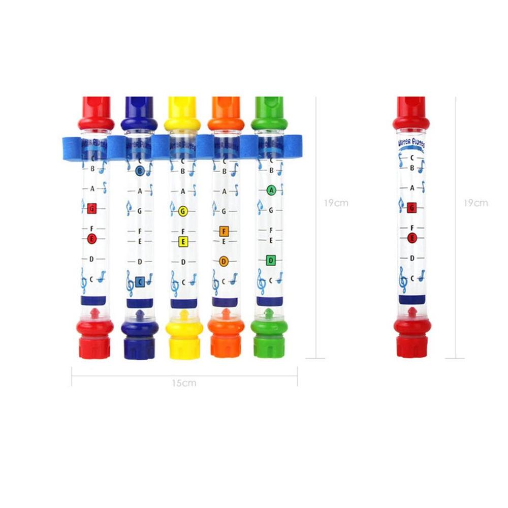 5Pcs Water Fluit Speelgoed Kinderen Baden Douche Bad Water Fluit Fluitjes Muziek Bad Speelgoed voor Kids Vijf Kleuren met Schuim houder