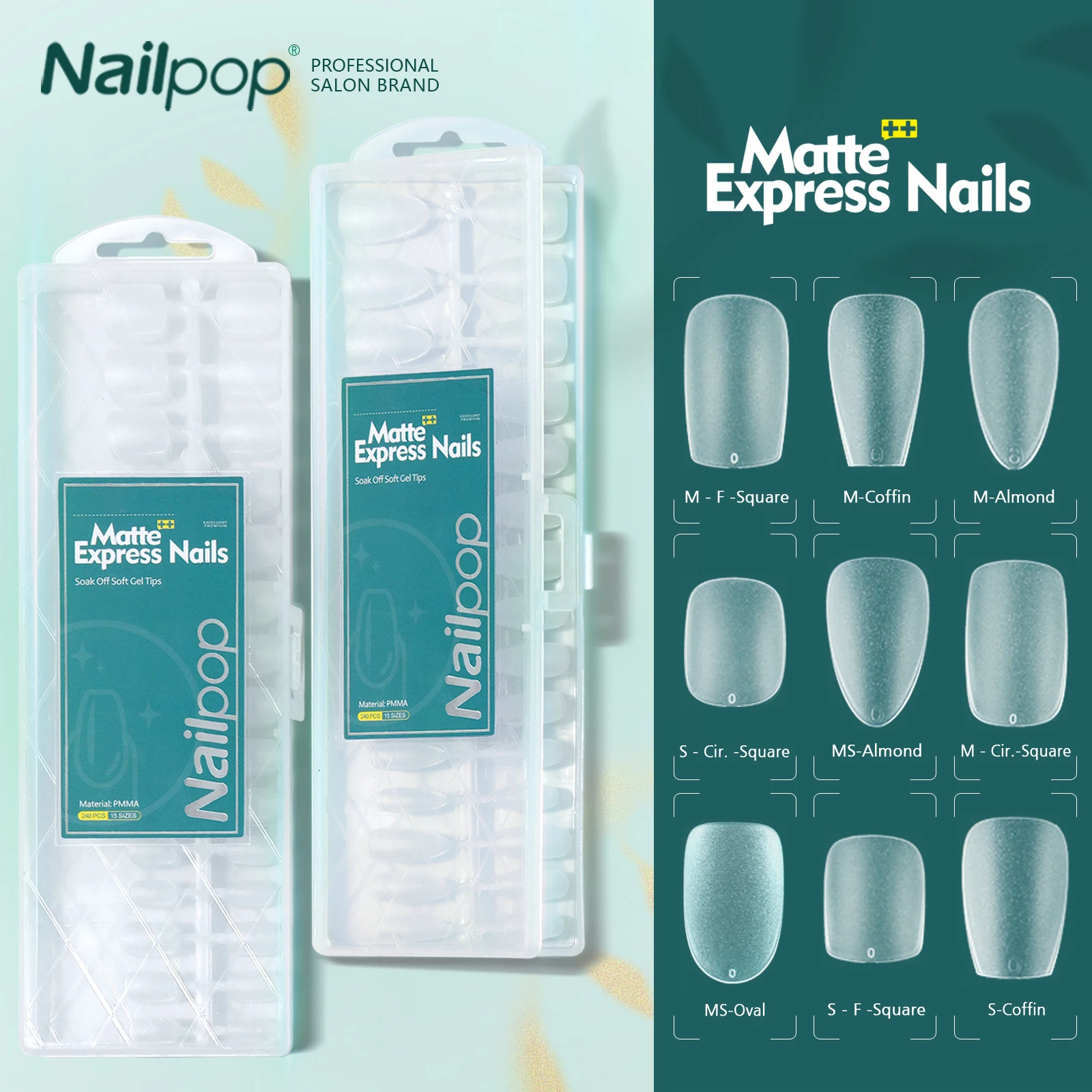 Nailpop 240 stks Matt Nail Capsule Gloednieuw Pre-buff Nail Tips voor Uitbreiding Hoge Matte Express Nagels Premium manicure