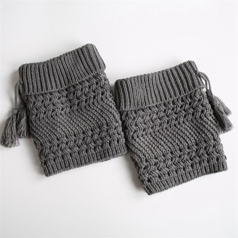 Crochet Boot Socks Women Leg Warmers Ladies Dance Socks Winter Warm Socks Soild Leg Warmers: Gray