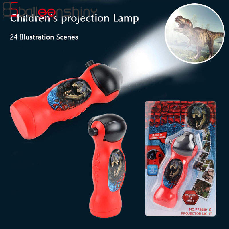 Balleenshiny Kinderen Cartoon Projectie Zaklamp 24 Patronen Vroege Onderwijs Slides Led Verlichting Speelgoed Projector Kids Speelgoed