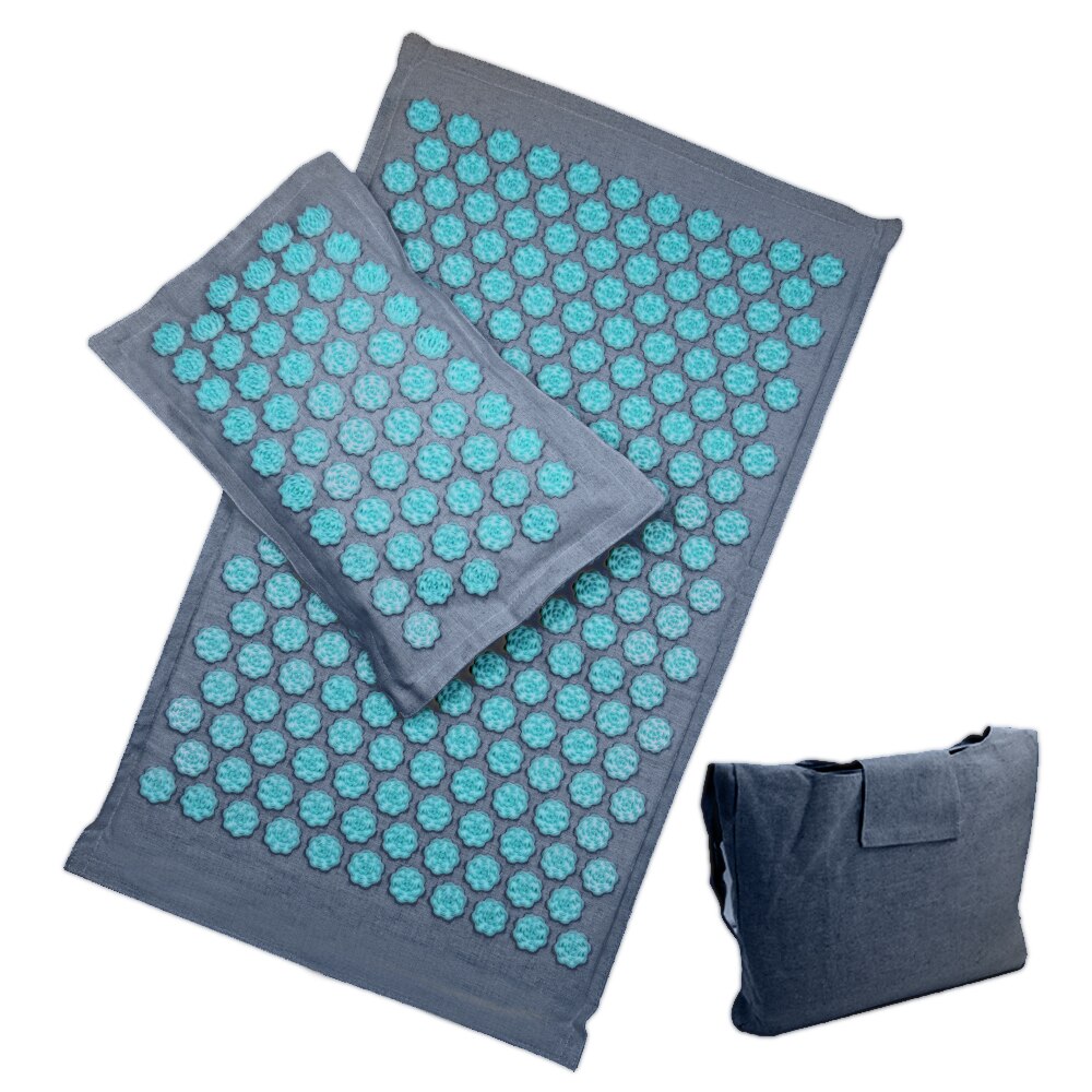 Lotus Acupressure Mat Set Back Body Massage Mat with Pillow Coconut Fiber Pain Relief Shiatsu Massage Cushion Yoga Mat Spike: Gray 3 sets