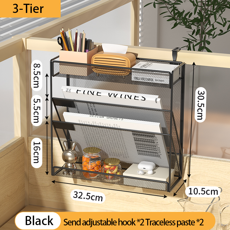 Bureau Bestandsorganisator Mesh 5-Tier, Hangende Muurbevestiging Document Organisatie Stand, Desktop Verticale Post Papieren Map Houder Rack
