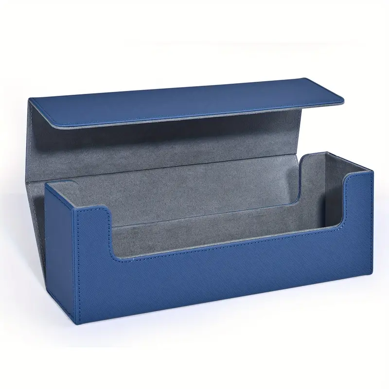 Opbergdoos voor ruilkaarten, houd 600+ kaarten met enkele mouwen, PU lederen TCG-kaartendoos, geschikt voor magische spelkaarten, sportkaarten.: Blauw