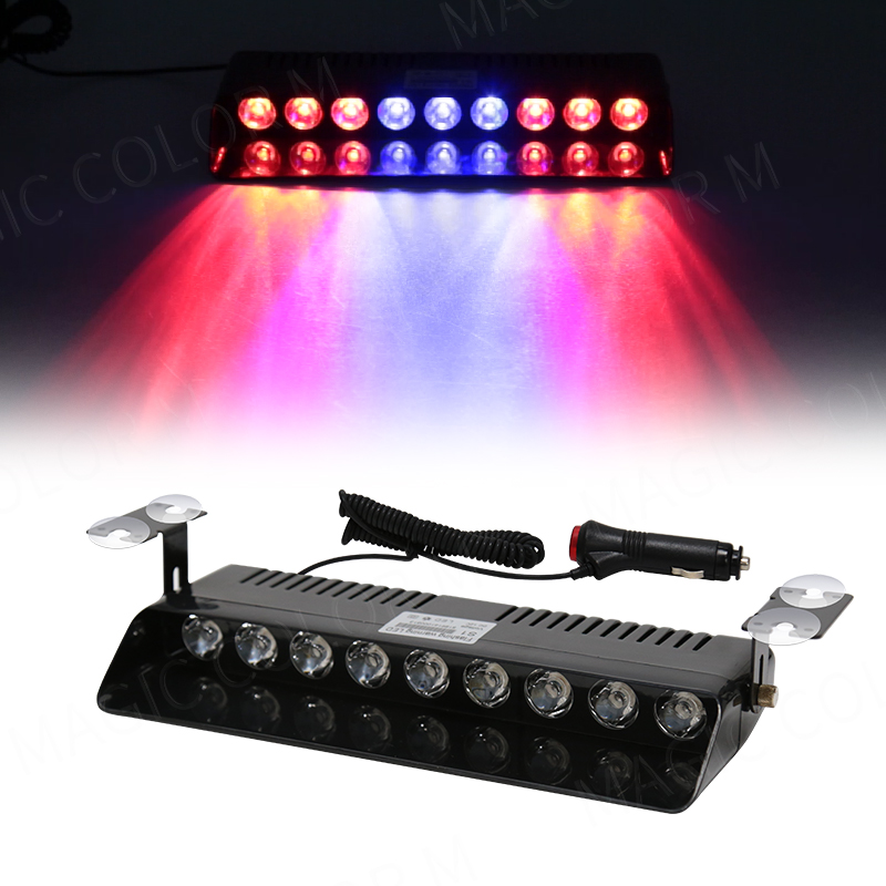 S1 9 luces LED de advertencia para coche, linternas estroboscópicas, indicador de salpicadero de emergencia, 12V, Ultra brillante, rojo, azul, amarillo y blanco: Cristal azul