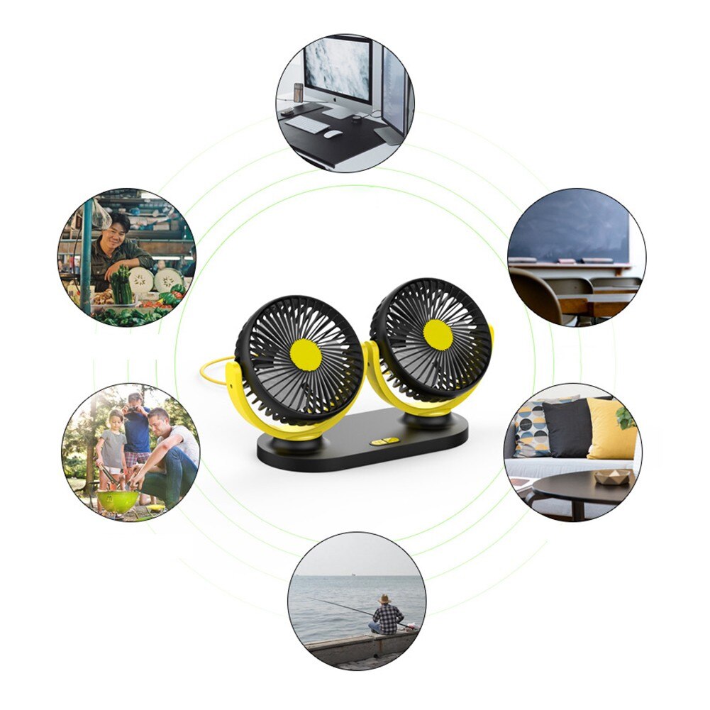 12V Mini Electric Car Fan Low Noise Summer Car Air Conditioner 360 Degree Rotating Cooling Fan Car Cooler Ventilador 12v
