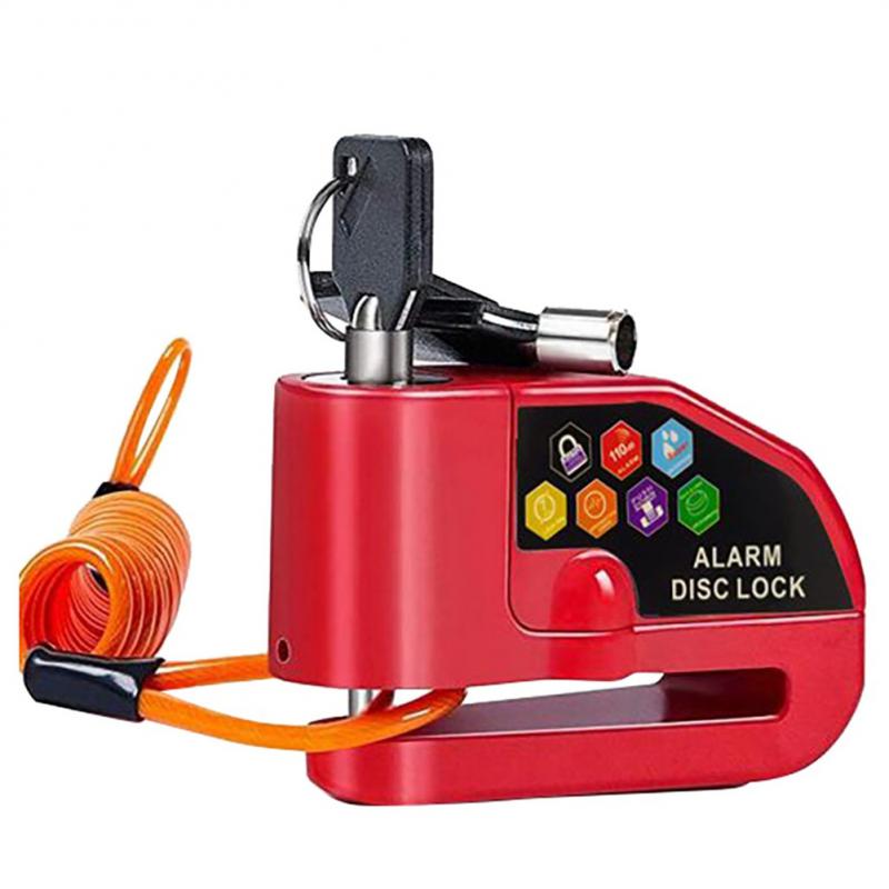 Bicycle Lock Anti-Theft Electric Mountain Bike Motorcycle Lock Disc Brake Alarm 110 Db High Decibel Loud Bicycle Accessories: 01 red