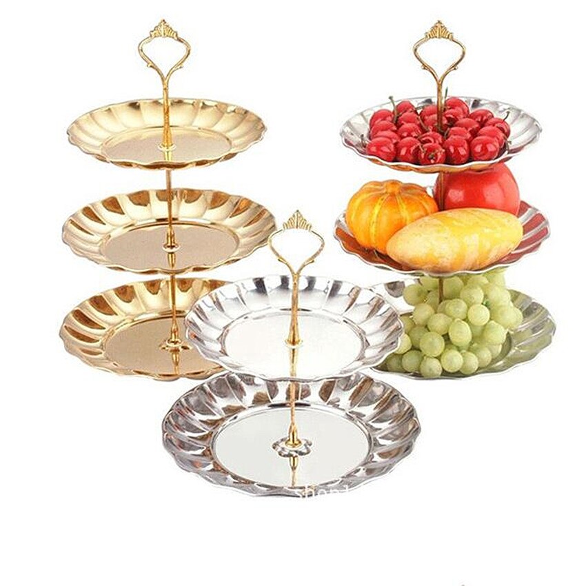 Fruitschaal Handvat Crown Wedding Party Fruitschaal Stand Rack 1 Set 2-3 Lagen Taart Plaat Stand desserts Tool