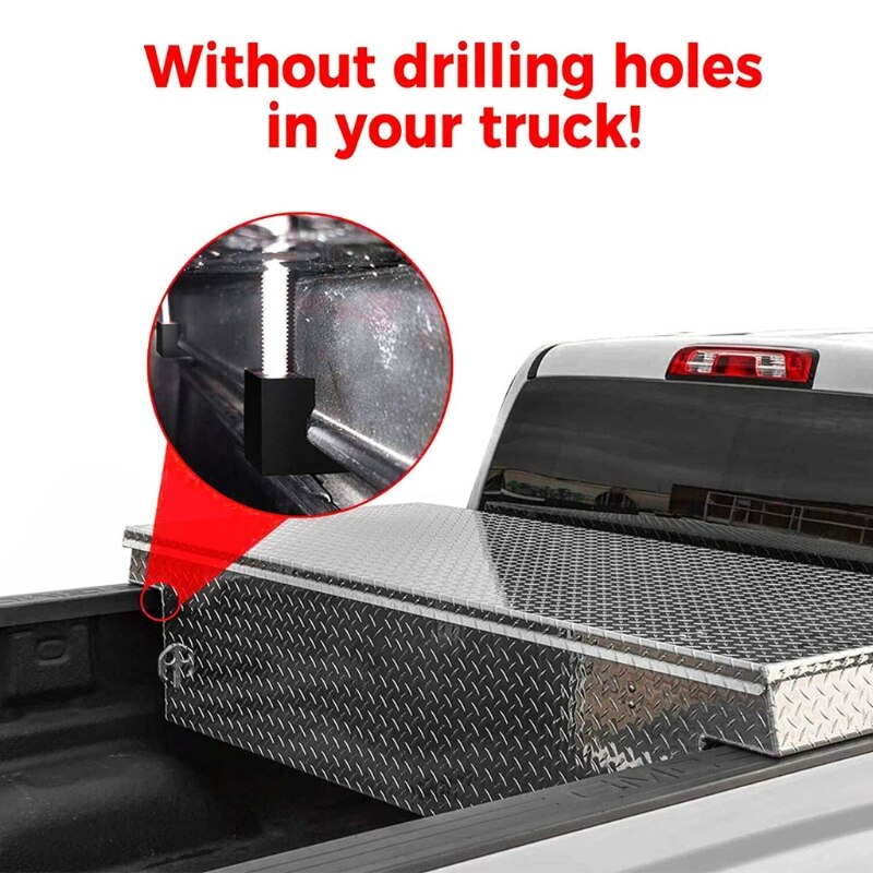 2Pcs J-Shaped Auto Tool Box Tie Downs Premium Aluminum Hook Crossover Toolbox Pickup Tie Downs Wide Clamp Toolbox Tensioner