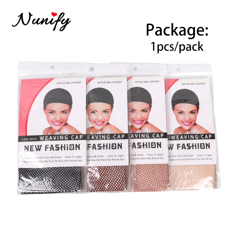 Nunify 2Pieces/Pack Wig Cap Hair Net For Weave Hairnets Wig Nets Stretch Mesh Wig Cap For Making Wig Free Size Black Beige Color