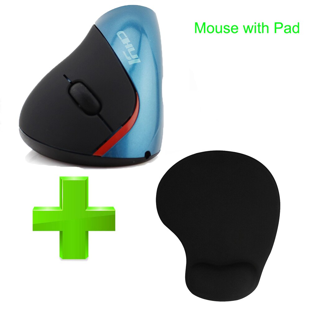 CHYI Wireless Vertical Mouse Ergonomic 1600DPI Optical Muase Rechargeable USB Computer Mice With Mouse Pad For Laptop Gamer PC: Green Mouse And Pad