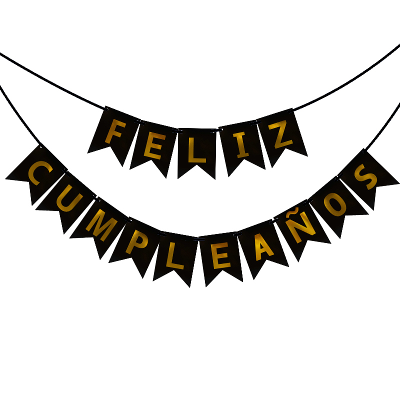 1 sett spansk gratulerer med dagen Bunting banner brev feliz cumpleaños papir krans bursdagsfest hengende flagg dekorasjon forsyning