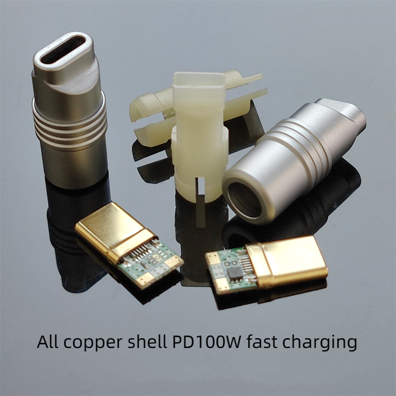 DIY lightning data cable accessories pure copper shell type c charging head gold plated quick charging plug USB connector: SKY BLUE